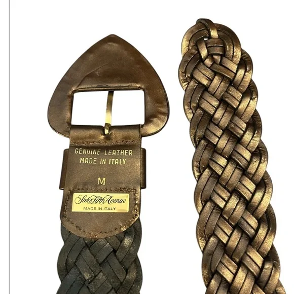 Saks Fifth Avenue leather braided belt size medium - Picture 2 of 6